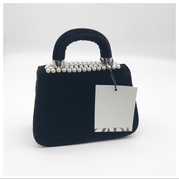 Zara Velvet Mini Pearl Crossbody Convertible Bag - Picture 4 of 8